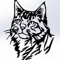 Mô hình tranh treo tường nghệ thuật hình mèo Line Art Cat 2D - Thumbnail 1