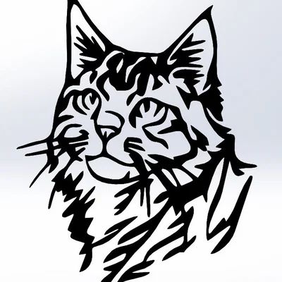 Mô hình tranh treo tường nghệ thuật hình mèo Line Art Cat 2D