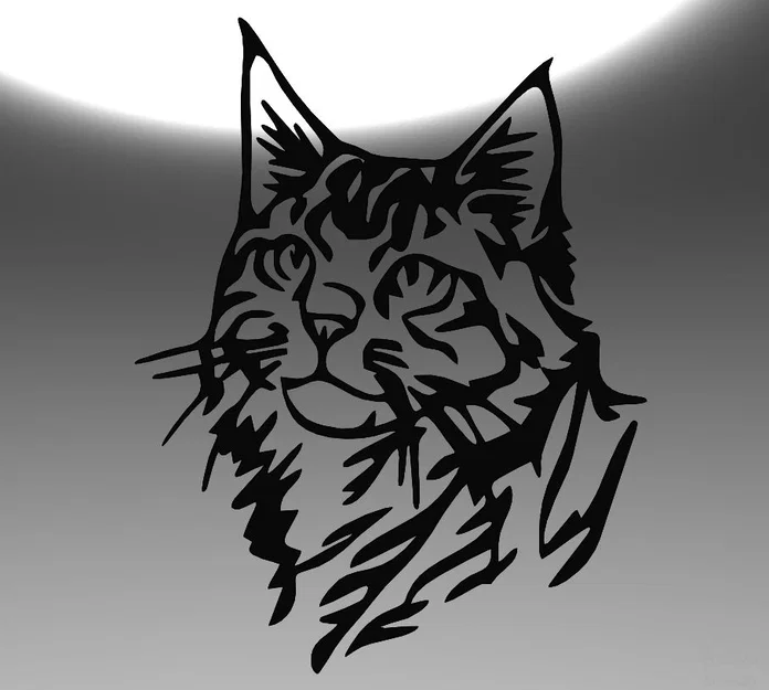 Mô hình tranh treo tường nghệ thuật hình mèo Line Art Cat 2D - Image 2