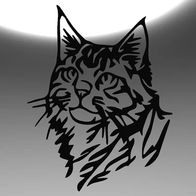 Mô hình tranh treo tường nghệ thuật hình mèo Line Art Cat 2D