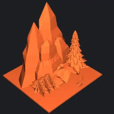 Mô hình tiểu cảnh núi rừng Low Poly trang trí bàn làm việc