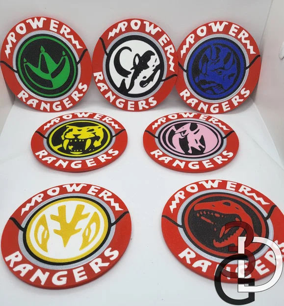 Bộ coaster chủ đề Power Ranger kèm holder thắt lưng - Image 1