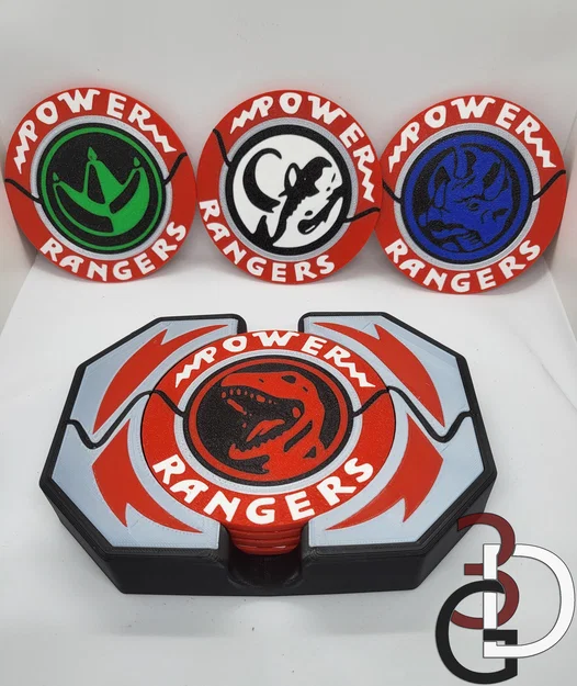 Bộ coaster chủ đề Power Ranger kèm holder thắt lưng - Image 2