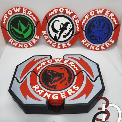 Bộ coaster chủ đề Power Ranger kèm holder thắt lưng