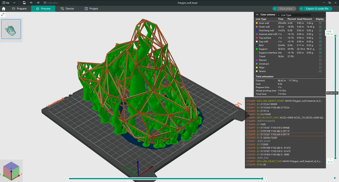 Đầu Sói 3D Polygon (Treo Tường) - Image 4