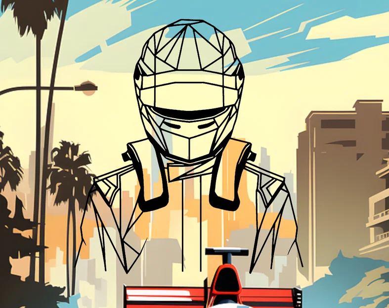 Tranh treo tường phi công F1 phong cách hình học - Image 1