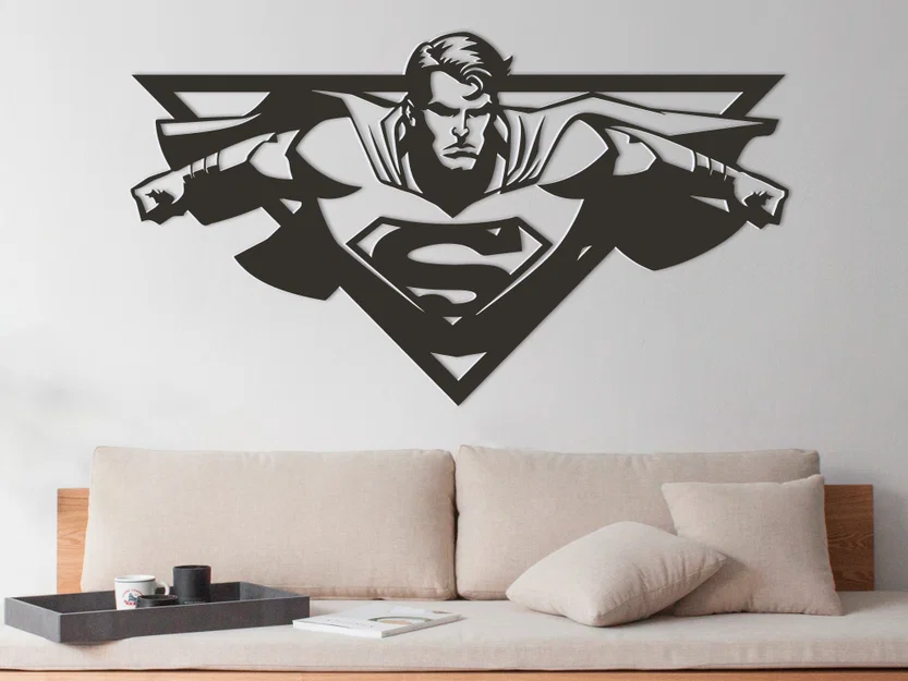 Superman – Tượng treo tường bay lượn (in 2 phần để ghép lớn hơn) - Image 1