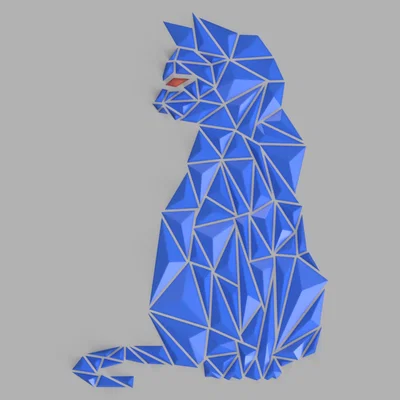 Tranh Treo Tường Mèo Low Poly Hình Học