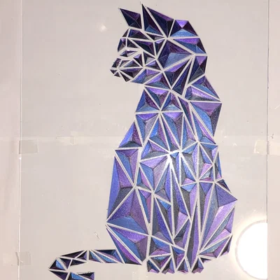 Tranh Treo Tường Mèo Low Poly Hình Học