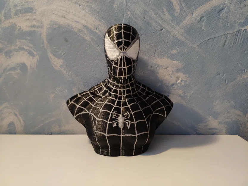 Mô hình tượng bán thân Black Suit Spider-Man in 3D siêu ngầu - Image 1