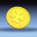 Đồng xu nhựa hình cỏ bốn lá mở khóa xe đẩy siêu thị (3D model) - Thumbnail 2