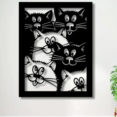 Mẫu tranh 3D treo tường hình mèo dễ thương (Cats Wall Art)