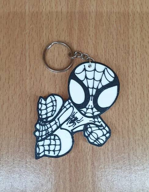 Móc Khóa In 3D Spider-Man Trắng Đen Độc Đáo - Dễ In Tại Nhà - Image 1