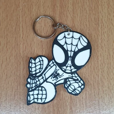 Móc Khóa In 3D Spider-Man Trắng Đen Độc Đáo - Dễ In Tại Nhà