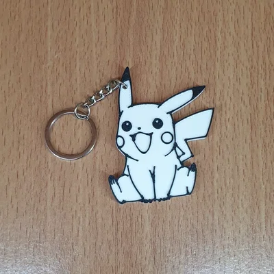 Móc khóa Pikachu đen trắng 3D độc đáo cho fan hâm mộ