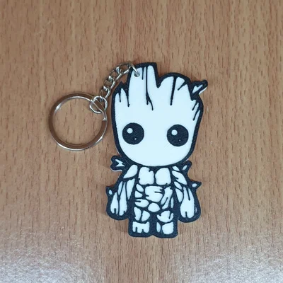 Móc khóa Groot trắng đen in 3D - Món quà nhỏ đầy sáng tạo