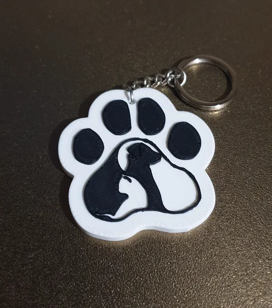 Móc khóa hình dấu chân chó mèo (Keychain Paw Dog and Cat) in 3D - Image 1
