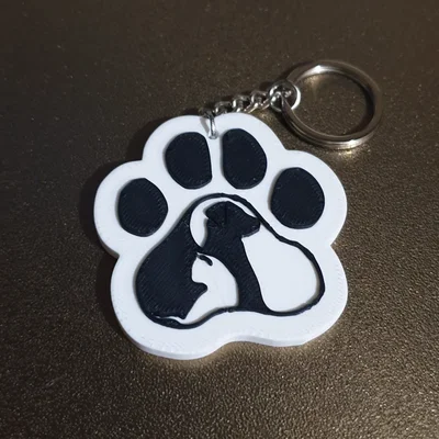 Móc khóa hình dấu chân chó mèo (Keychain Paw Dog and Cat) in 3D