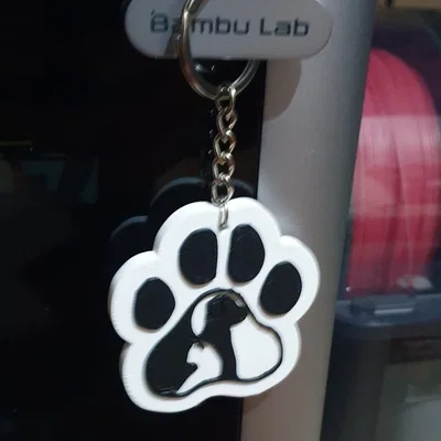 Móc khóa hình dấu chân chó mèo (Keychain Paw Dog and Cat) in 3D
