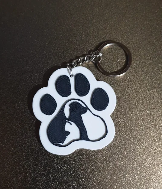 Móc khóa hình dấu chân chó mèo (Keychain Paw Dog and Cat) in 3D - Image 3
