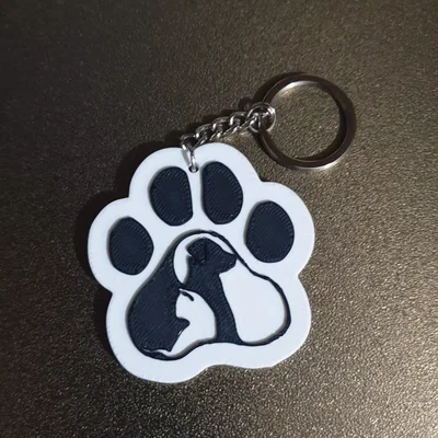 Móc khóa hình dấu chân chó mèo (Keychain Paw Dog and Cat) in 3D
