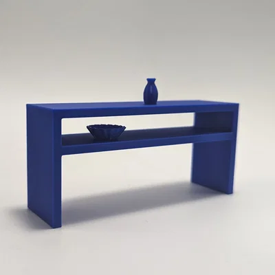 Bàn phụ kèm bình hoa và bát tỉ lệ 1:12 cho nhà mô hình (Dollhouse)