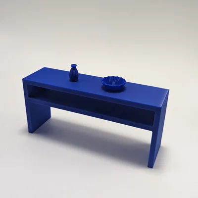 Bàn phụ kèm bình hoa và bát tỉ lệ 1:12 cho nhà mô hình (Dollhouse)