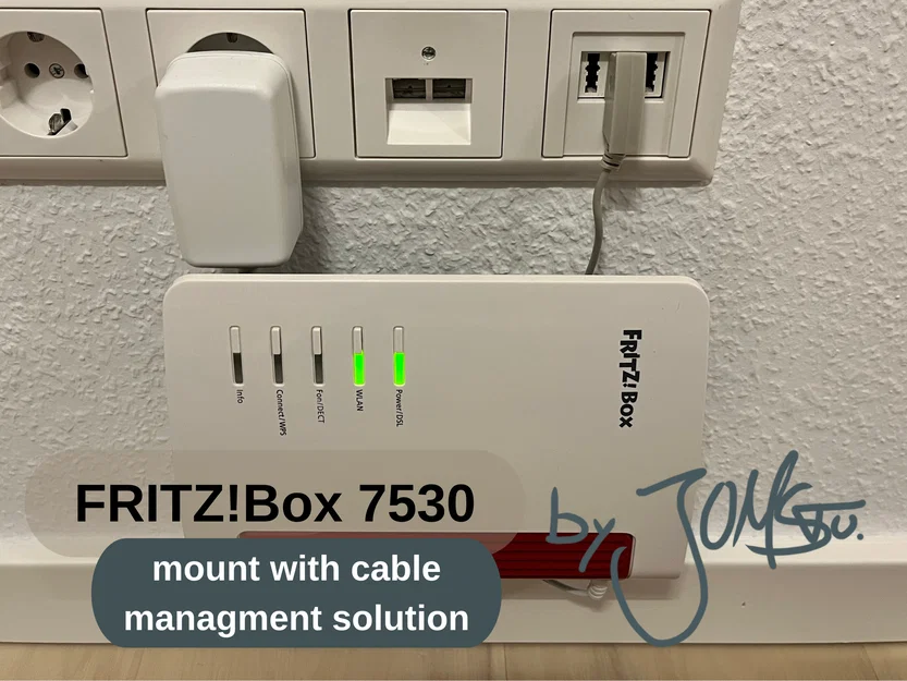Giá treo tường cho router FRITZ!Box 7530 tích hợp quản lý cáp gọn gàng - Image 1