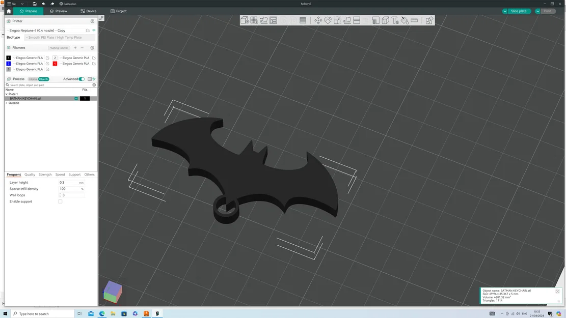 Móc khóa biểu tượng Batman (Batman Keychain) in 3D cực dễ - Image 1
