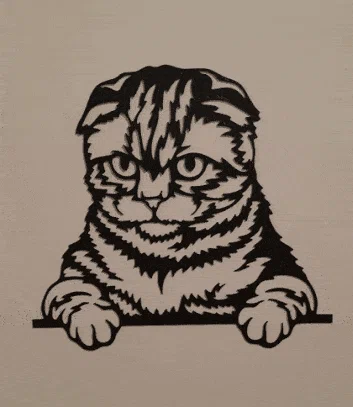 Tranh treo tường 3D hình chú mèo phong cách Line Art (Cat Wall Art) - Image 1