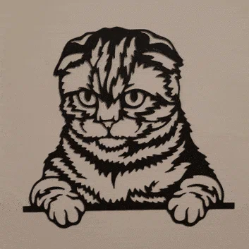 Tranh treo tường 3D hình chú mèo phong cách Line Art (Cat Wall Art)
