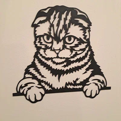 Tranh treo tường 3D hình chú mèo phong cách Line Art (Cat Wall Art)