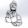 Tranh treo tường Line Art cô gái uống cà phê 3D cực chill - Thumbnail 3