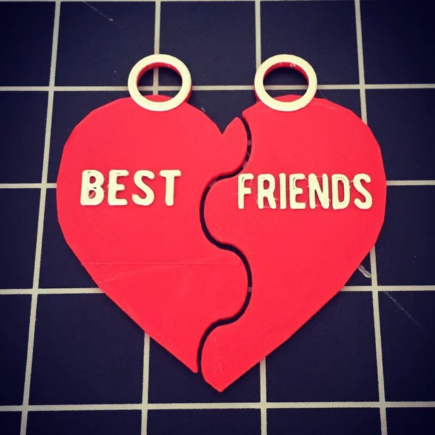 Mẫu in 3D mặt dây chuyền trái tim Best Friends làm quà tặng bạn thân - Image 1