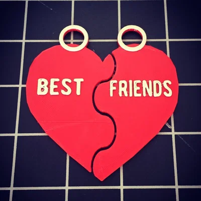 Mẫu in 3D mặt dây chuyền trái tim Best Friends làm quà tặng bạn thân