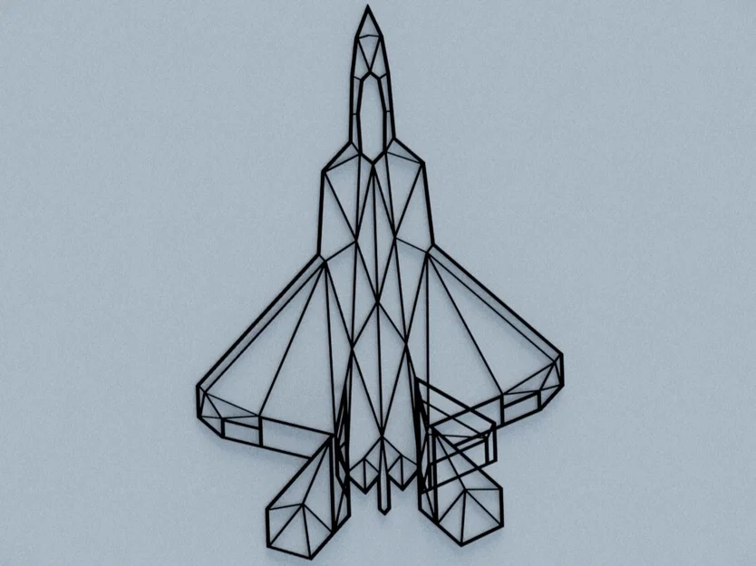 Mô hình trang trí tường F-22 Raptor 3D phong cách Lowpoly - Image 1
