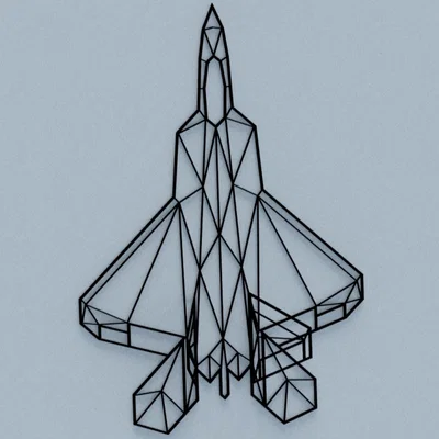 Mô hình trang trí tường F-22 Raptor 3D phong cách Lowpoly