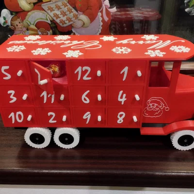 Mô hình xe tải cổ làm lịch đếm ngược Giáng sinh (Advent Calendar)