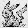 Flowing Line Art Pikachu - Mô hình nghệ thuật đường nét tinh tế - Thumbnail 1