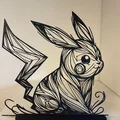 Flowing Line Art Pikachu - Mô hình nghệ thuật đường nét tinh tế - Thumbnail 3
