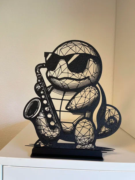 Mô hình nghệ thuật đường nét Squirtle đeo kính râm thổi kèn saxophone - Image 3