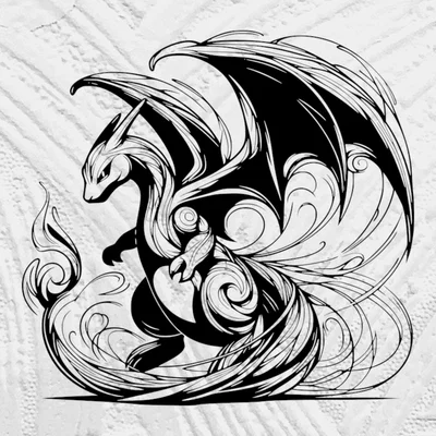 Mô hình nghệ thuật đường nét Flowing Line Art Charizard