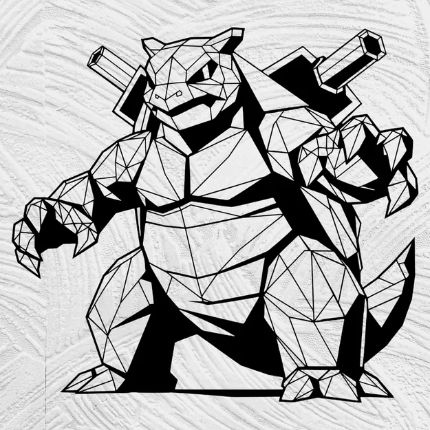 Blastoise Hard Line Art - Mẫu nghệ thuật đường nét cứng - Image 1