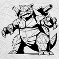 Blastoise Hard Line Art - Mẫu nghệ thuật đường nét cứng - Thumbnail 1