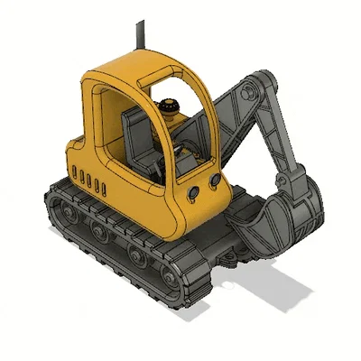 Mô hình máy xúc màu vàng có thể cử động