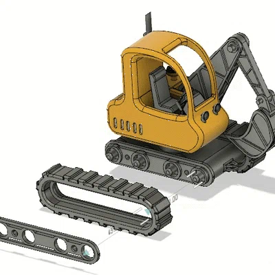 Máy xúc màu vàng phiên bản 2 có khớp chuyển động