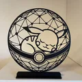 Tranh nghệ thuật line art Pikachu ngủ trong Pokeball - Thumbnail 2