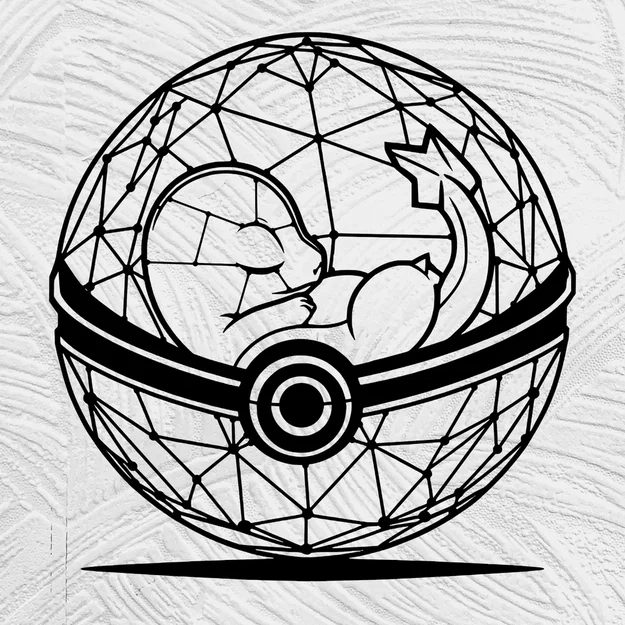 Charmander đang ngủ trong quả cầu Pokeball - Tranh 2D - Image 1