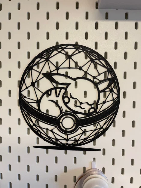 Tranh nghệ thuật line art Pikachu ngủ trong Pokeball - Image 3