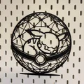 Tranh nghệ thuật line art Pikachu ngủ trong Pokeball - Thumbnail 3